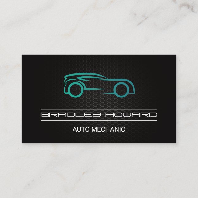 Stylised Car Logo Carbon Fibre Pattern | Auto Logo Business Card (Front)