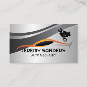 Stylised Car Logo   Mechanic Wrench Logo Business Card