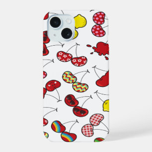 Stylised Cartoon Funny Cheeky Red Cherries Pattern iPhone 15 Case