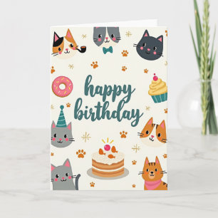 Stylised Cat Birthday Card