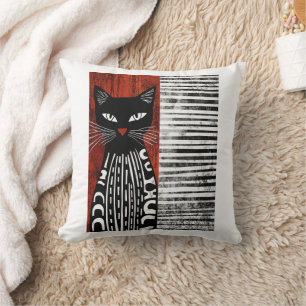 Stylised Cat block print Cushion