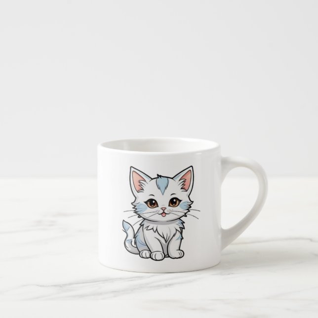 Stylised Cat Cartoon Line Art Design-52316 Espresso Cup (Right)