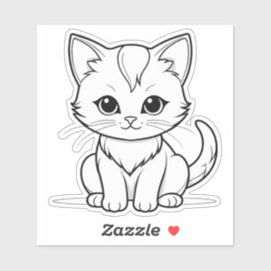 Stylised Cat Kitten Line Art Design-52315