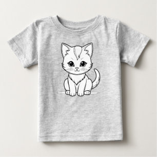 Stylised Cat Kitten Line Art Design-52315 Baby T-Shirt