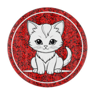 Stylised Cat Kitten Line Art Design-52315 Cutting Board