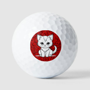 Stylised Cat Kitten Line Art Design-52315 Golf Balls
