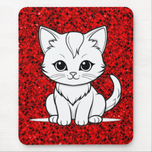Stylised Cat Kitten Line Art Design-52315 Mouse Pad