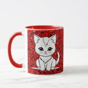 Stylised Cat Kitten Line Art Design-52315 Mug
