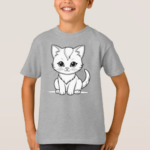 Stylised Cat Kitten Line Art Design-52315 T-Shirt