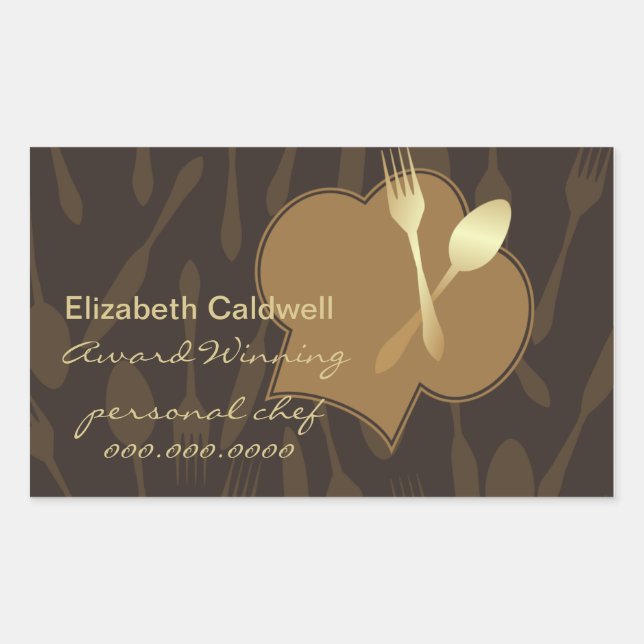 Stylised Chef's Hat & Golden Fork & Spoon Sticker (Front)