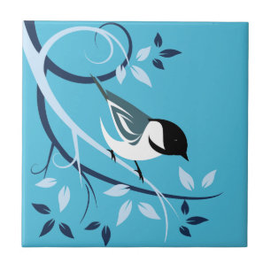 Stylised Chickadee Art Tiles