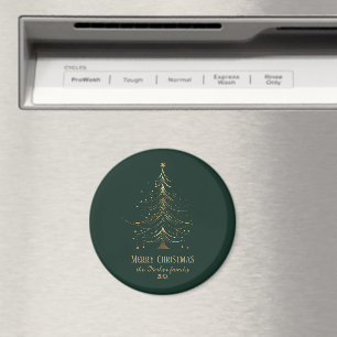 Stylised Christmas Tree in Gold on Dark Background Magnet