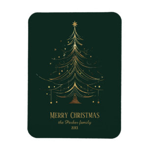 Stylised Christmas Tree in Gold on Dark Background Magnet