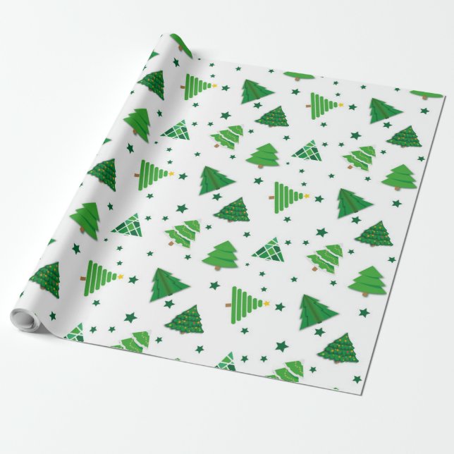 Stylised Christmas tree pattern Wrapping Paper (Unrolled)