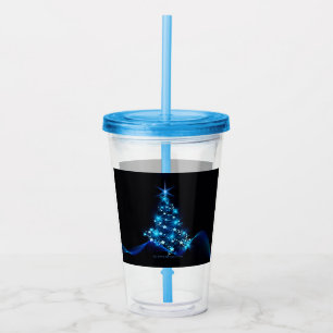 stylised Christmas tree SlipperyJoe glowing blue s Acrylic Tumbler