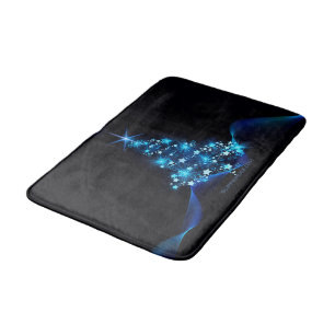 stylised Christmas tree SlipperyJoe glowing blue s Bath Mat