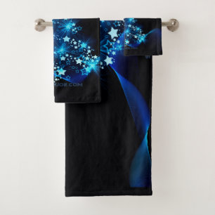 stylised Christmas tree SlipperyJoe glowing blue s Bath Towel Set