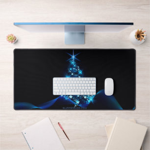 stylised Christmas tree SlipperyJoe glowing blue s Desk Mat