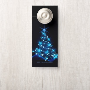 stylised Christmas tree SlipperyJoe glowing blue s Door Hanger