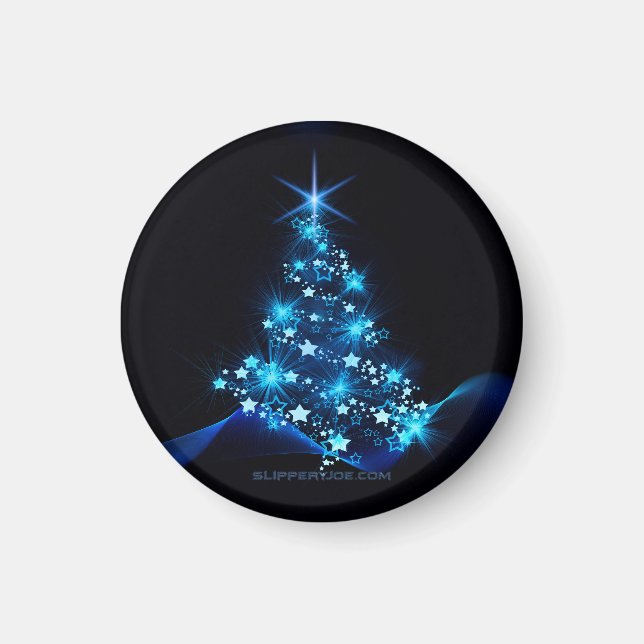 stylised Christmas tree SlipperyJoe glowing blue s Magnet (Front)