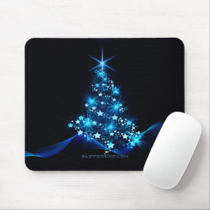 stylised Christmas tree SlipperyJoe glowing blue s Mouse Pad