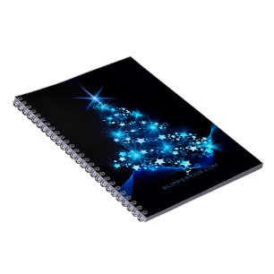 stylised Christmas tree SlipperyJoe glowing blue s Notebook
