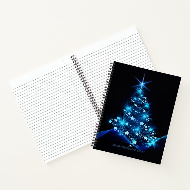 stylised Christmas tree SlipperyJoe glowing blue s Notebook (Inside)