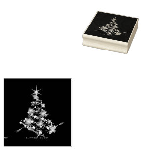 stylised Christmas tree SlipperyJoe glowing blue s Rubber Stamp
