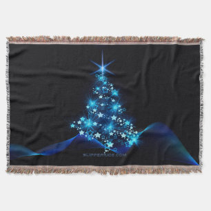 stylised Christmas tree SlipperyJoe glowing blue s Throw Blanket