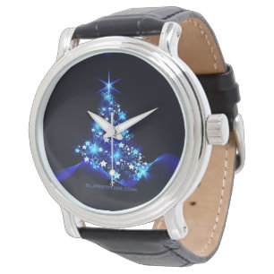 stylised Christmas tree SlipperyJoe glowing blue s Watch