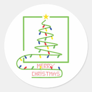 Stylised christmas tree with light bulbs classic round sticker