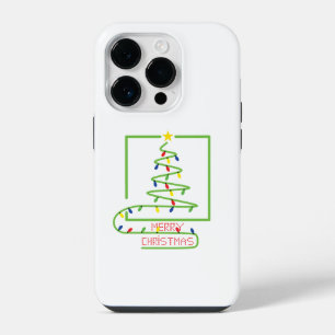 Stylised christmas tree with light bulbs iPhone 14 Pro Case