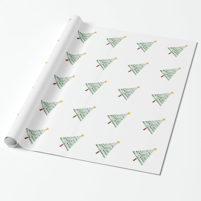 Stylised Christmas Tree Wrapping Paper (Unrolled)