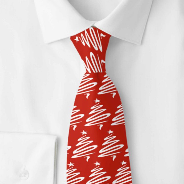 Stylised Christmas Trees Design. Mens Neck Tie (Creator Uploaded)