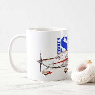 Stylised Cirrus SR22 Plane with Bold Typography Coffee Mug