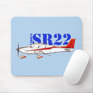 Stylised Cirrus SR22 Plane with Bold Typography Mouse Pad