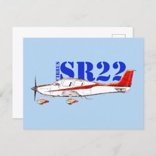 Stylised Cirrus SR22 Plane with Bold Typography Postcard