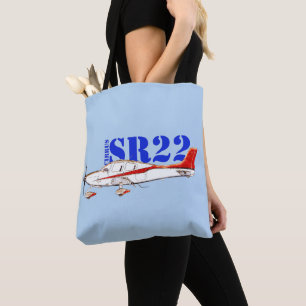 Stylised Cirrus SR22 Plane with Bold Typography Tote Bag