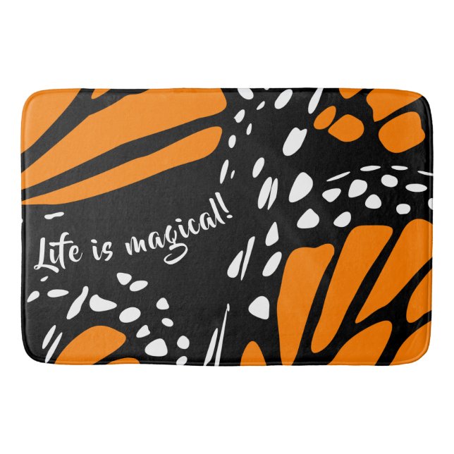 Stylised Classic Monarch Butterfly Wing Bath Mat (Front)