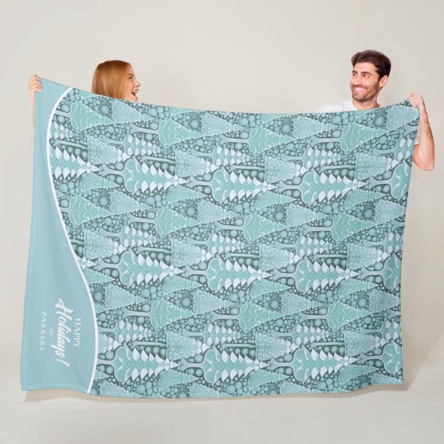Stylised Coastal Christmas Trees Pattern#6 ID1009 Fleece Blanket (In Situ)