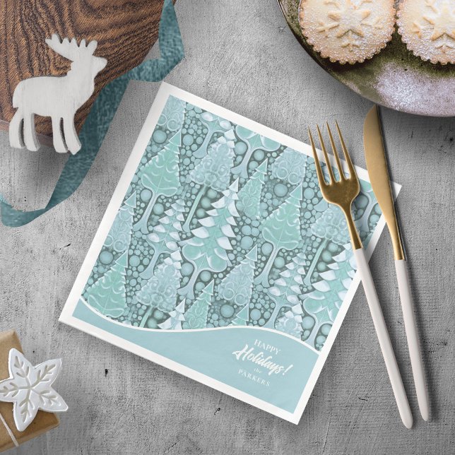 Stylised Coastal Christmas Trees Pattern#6 ID1009 Napkin (Creator Uploaded)