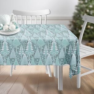 Stylised Coastal Christmas Trees Pattern#6 ID1009 Tablecloth