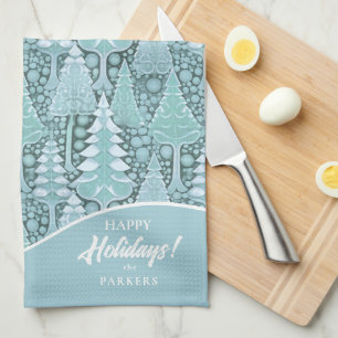 Stylised Coastal Christmas Trees Pattern#6 ID1009 Tea Towel