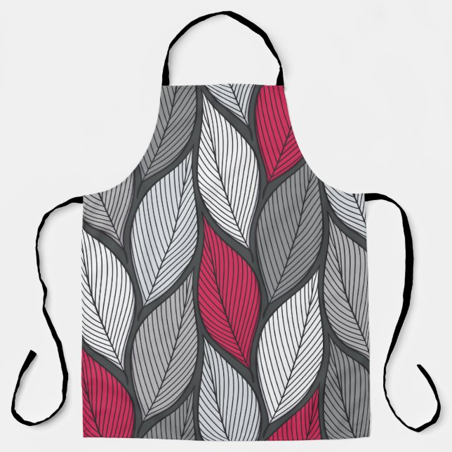 Stylised colourful leaves seamless pattern apron (Front)