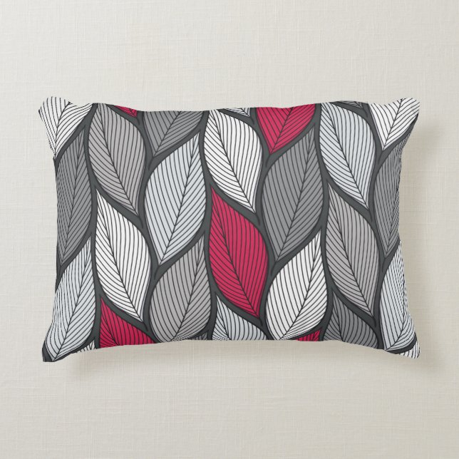 Stylised colourful leaves seamless pattern decorative cushion (Front)