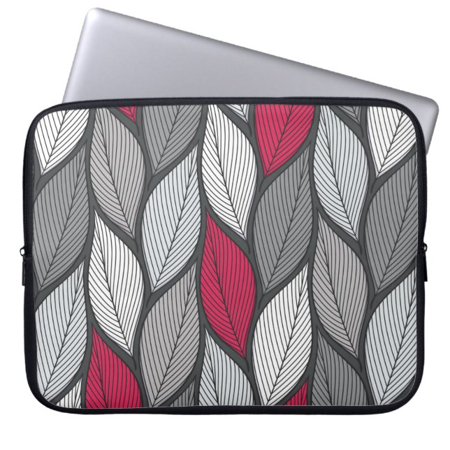Stylised colourful leaves seamless pattern laptop sleeve (Front)