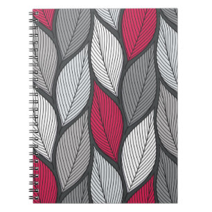 Stylised colourful leaves seamless pattern notebook