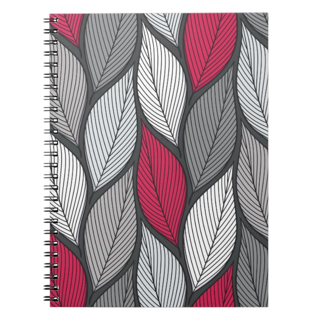 Stylised colourful leaves seamless pattern notebook (Front)
