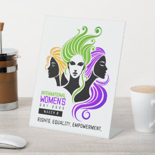 Stylised Colourful Trio of Women IWD 2025 Pedestal Sign