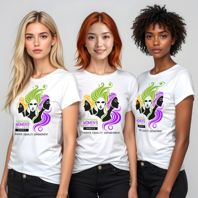 Stylised Colourful Trio of Women IWD 2025 T-Shirt (IWD 2025 3 Shirts Cover Photo)
